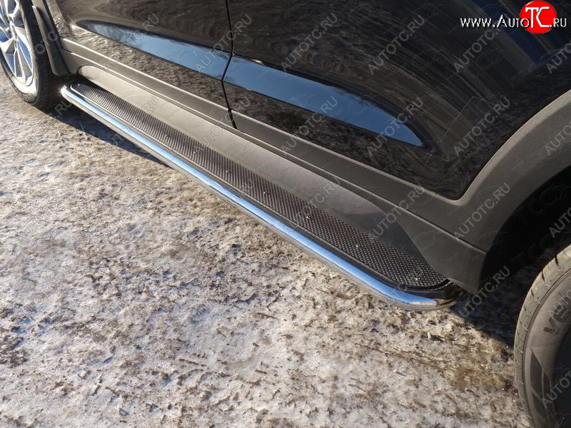 38 999 р. Пороги с площадкой 42,4 мм ТСС Тюнинг Hyundai Tucson TL рестайлинг (2018-2021) (нержавейка)  с доставкой в г. Вологда