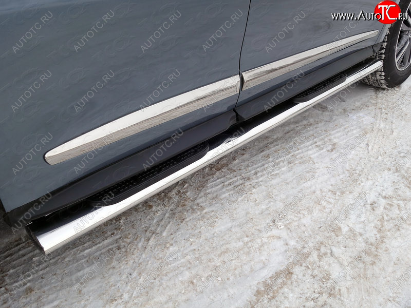 43 949 р. Пороги овальные с накладкой 120х60 мм ТСС Тюнинг INFINITI QX60 L50 рестайлинг (2016-2021) (серые)  с доставкой в г. Вологда