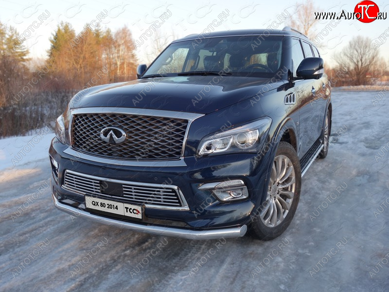 11 749 р. Нижняя декоративная вставка в бампер ТСС Тюнинг INFINITI QX80 Z62 1-ый рестайлинг (2014-2018) (d 12 мм)  с доставкой в г. Вологда