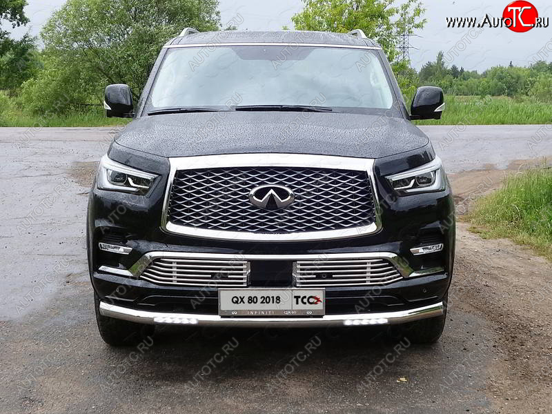 42 999 р. Защита переднего бампера нижняя с ДХО 76,1 мм ТСС Тюнинг INFINITI QX80 Z62 2-ой рестайлинг (2018-2024) (нержавейка)  с доставкой в г. Вологда