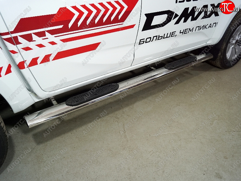 44 699 р. Пороги овальные с накладкой 120х60 мм ТСС Тюнинг Isuzu D-Max RG DoubleCab (2020-2023) (серые)  с доставкой в г. Вологда
