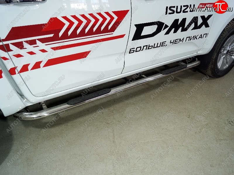 38 999 р. Пороги овальные гнутые с накладкой 75х42 мм Isuzu D-Max RG DoubleCab (2020-2023) (серые)  с доставкой в г. Вологда