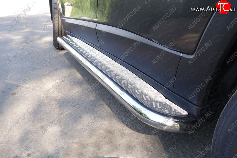34 799 р. Пороги с площадкой 60,3 мм ТСС Тюнинг Jeep Cherokee KL дорестайлинг (2014-2017) (серые)  с доставкой в г. Вологда