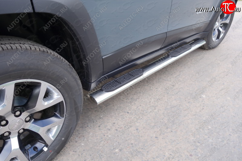 40 799 р. Защита порогов с проступью (Trailhawk, нержавейка 120х60 мм) ТСС Тюнинг Jeep Cherokee KL дорестайлинг (2014-2017)  с доставкой в г. Вологда