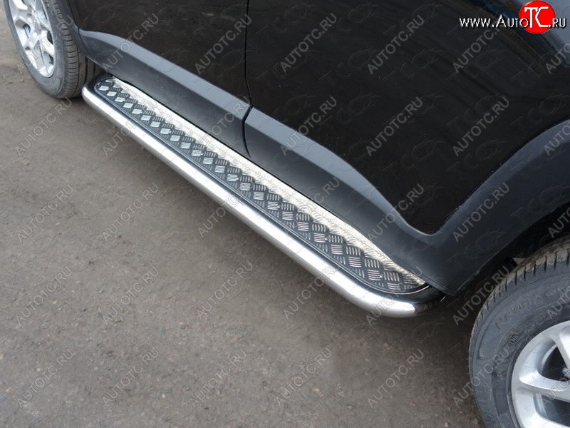 31 999 р. Пороги с площадкой 60,3 мм ТСС Тюнинг Jeep Renegade 1 BU дорестайлинг (2014-2020) (серые)  с доставкой в г. Вологда