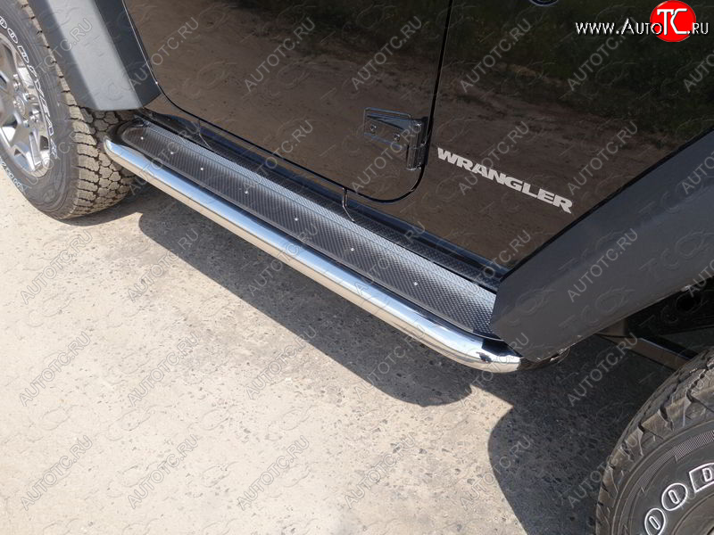 36 999 р. Пороги с площадкой 60,3 мм ТСС Тюнинг Jeep Wrangler JK 3 дв. дорестайлинг (2006-2010) (нержавейка)  с доставкой в г. Вологда