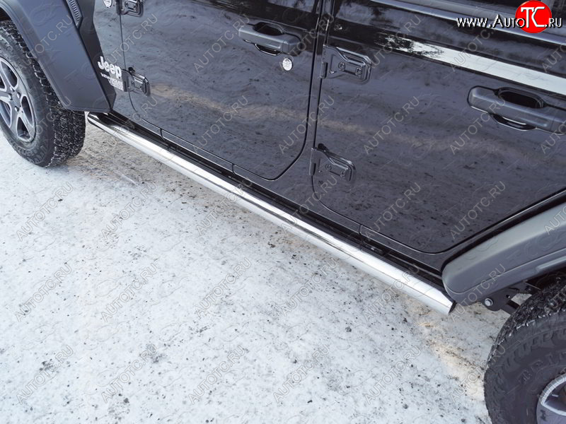 21 599 р. Защита порогов труба d60,3 мм ТСС Тюнинг Jeep Wrangler JL 3 дв. дорестайлинг (2018-2024) (серые)  с доставкой в г. Вологда
