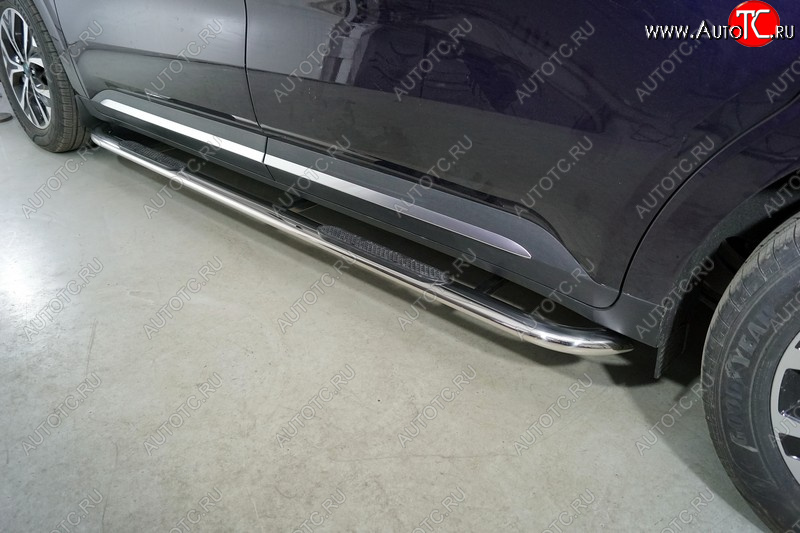 40 999 р. Пороги овальные гнутые с накладкой 75х42 мм KIA Carnival KA4 минивэн дорестайлинг (2020-2023) (серые)  с доставкой в г. Вологда