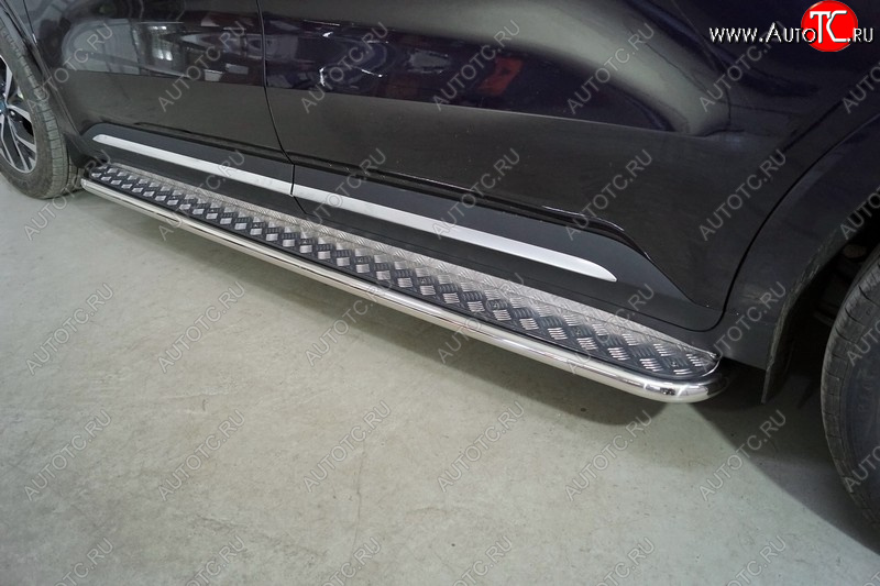 37 949 р. Пороги с площадкой 42,4 мм ТСС Тюнинг KIA Carnival KA4 минивэн дорестайлинг (2020-2023) (серые)  с доставкой в г. Вологда