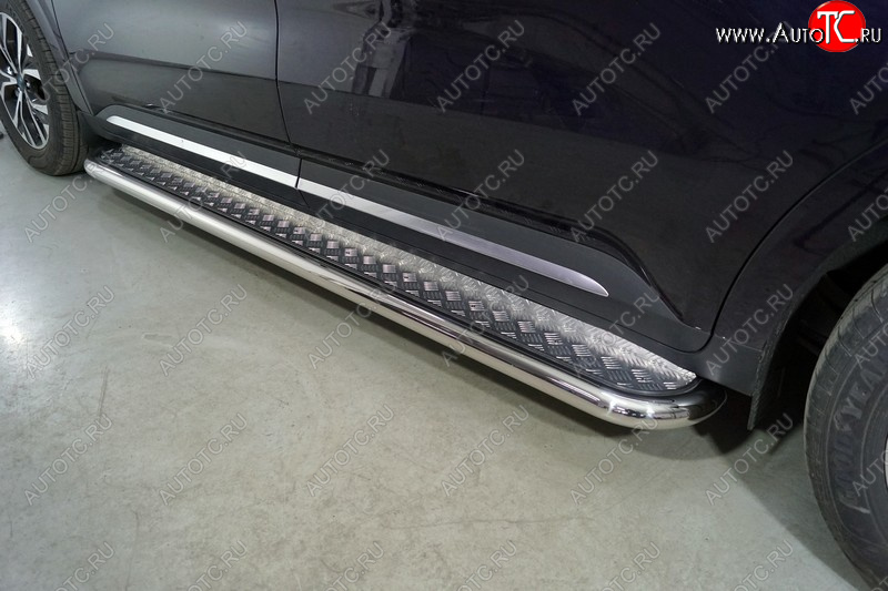 41 999 р. Пороги с площадкой 60,3 мм ТСС Тюнинг KIA Carnival KA4 минивэн дорестайлинг (2020-2023) (серые)  с доставкой в г. Вологда