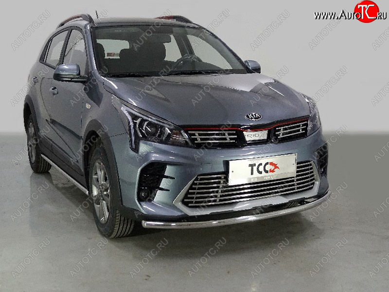 11 899 р. Защита передняя нижняя длинная 42,4 мм ТСС Тюнинг KIA Rio X рестайлинг (2020-2025) (нержавейка)  с доставкой в г. Вологда