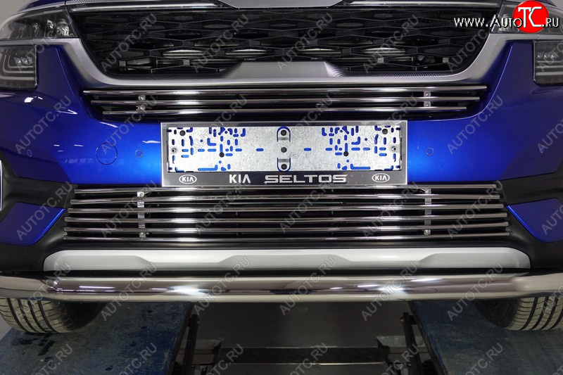 5 999 р. Нижняя декоративная вставка в бампер ТСС Тюнинг KIA Seltos (2019-2025) (d 12 мм)  с доставкой в г. Вологда