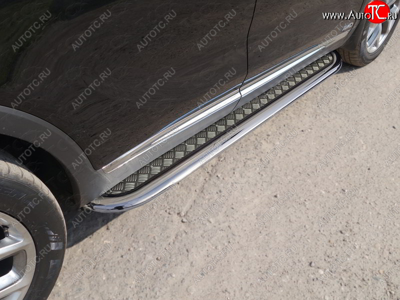 37 649 р. Пороги с площадкой 75х42 мм Prime ТСС Тюнинг KIA Sorento UM/Prime рестайлинг (2018-2020) (серые)  с доставкой в г. Вологда