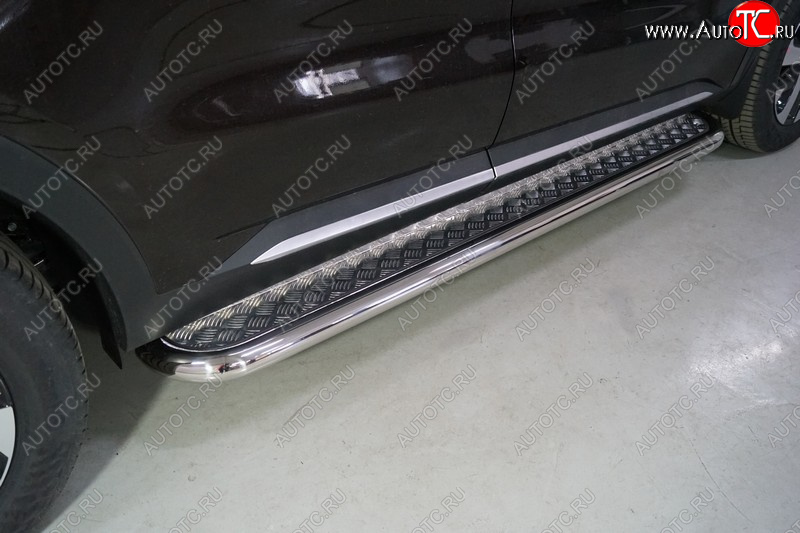 34 799 р. Пороги с площадкой 60,3 мм ТСС Тюнинг KIA Sorento MQ4 (2020-2022) (серые)  с доставкой в г. Вологда