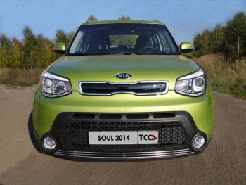 Нижняя декоративная вставка в бампер ТСС Тюнинг KIA Soul PS дорестайлинг (2014-2016) (d 12 мм)