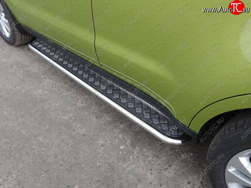 22 999 р. Пороги с площадкой 42,4 мм ТСС Тюнинг KIA Soul PS дорестайлинг (2014-2016) (серые)  с доставкой в г. Вологда