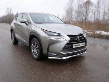 Защита переднего бампера нижняя с ходовыми огнями 60,3 мм ТСС Тюнинг Lexus NX300h Z10 дорестайлинг (2014-2017) (нержавейка)