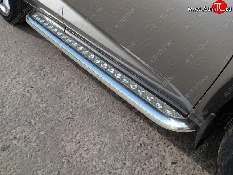 31 999 р. Пороги с площадкой 60,3 мм кроме F-Sport ТСС Тюнинг Lexus NX200T Z10 (2014-2017) (серые)  с доставкой в г. Вологда