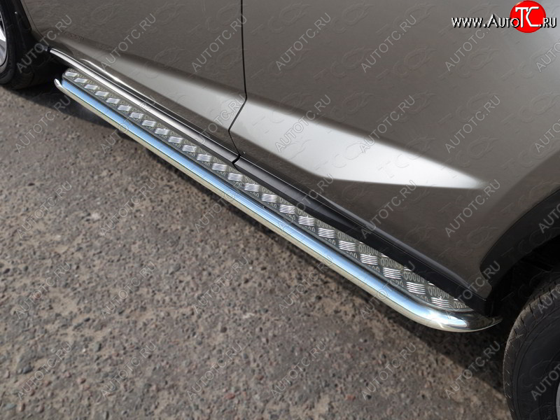 27 849 р. Пороги с площадкой 42,4 мм кроме F-Sport ТСС Тюнинг Lexus NX200 Z10 рестайлинг (2017-2021) (серые)  с доставкой в г. Вологда