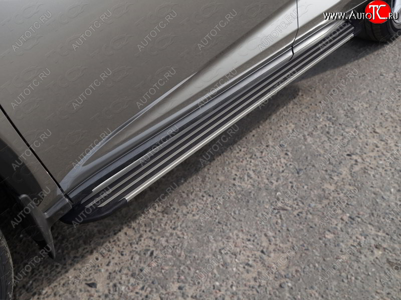 20 599 р. Пороги алюминиевые Slim Line кроме F-Sport, ТСС Тюнинг Lexus NX200 Z10 рестайлинг (2017-2021) (Silver)  с доставкой в г. Вологда