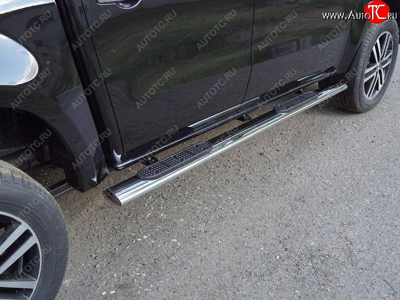 43 949 р. Пороги овальные с накладкой 120х60 мм, ТСС Тюнинг Mercedes-Benz X class W470 (2017-2020) (серые)  с доставкой в г. Вологда