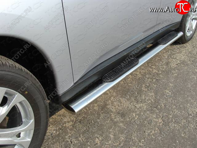 40 799 р. Пороги овальные с накладкой 120х60 мм, ТСС Тюнинг Mitsubishi Outlander GF дорестайлинг (2012-2014) (серые)  с доставкой в г. Вологда