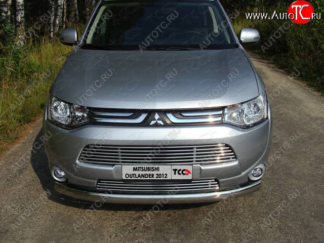 4 299 р. Нижняя декоративная вставка в бампер ТСС Тюнинг Mitsubishi Outlander GF дорестайлинг (2012-2014) (d 12 мм)  с доставкой в г. Вологда