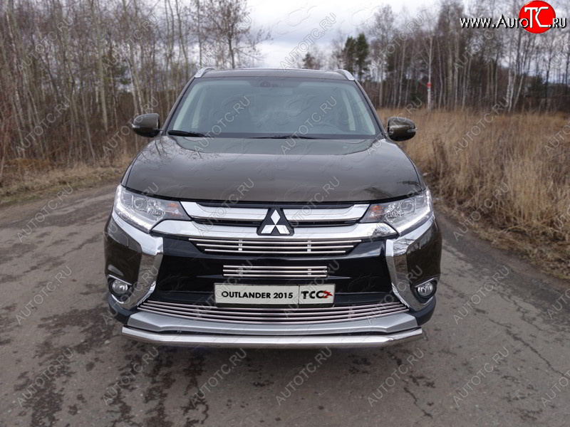 14 699 р. Защита передняя нижняя короткая 60,3 мм ТСС Тюнинг Mitsubishi Outlander GF 2-ой рестайлинг (2015-2018) (нержавейка)  с доставкой в г. Вологда