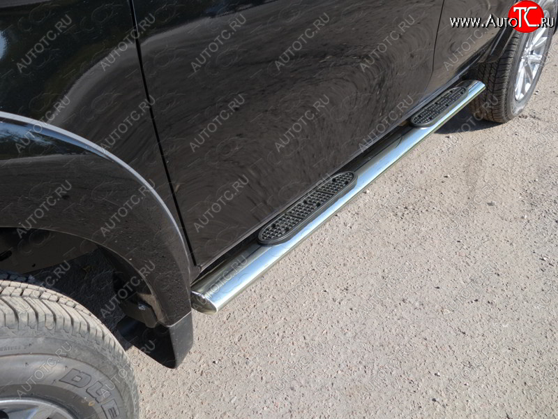 40 799 р. Пороги овальные с накладкой 120х60 мм, ТСС Тюнинг  Mitsubishi L200  5 KK,KL (2015-2019) дорестайлинг (серые)  с доставкой в г. Вологда