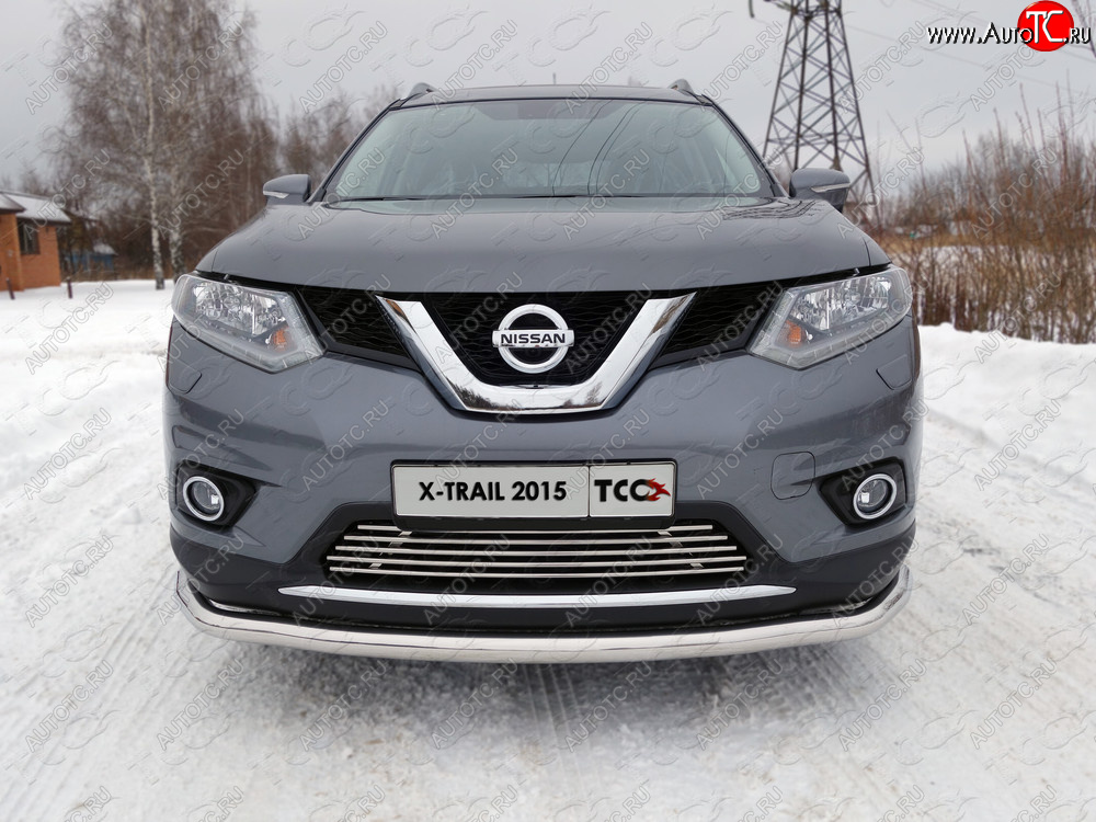 7 349 р. Нижняя декоративная вставка в бампер ТСС Тюнинг Nissan X-trail 3 T32 дорестайлинг (2013-2018) (d 12 мм)  с доставкой в г. Вологда