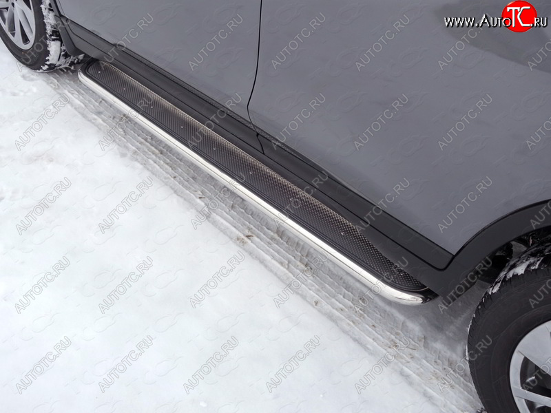 41 749 р. Пороги с площадкой 42,4 мм ТСС Тюнинг Nissan X-trail 3 T32 рестайлинг (2017-2022) (нержавейка)  с доставкой в г. Вологда
