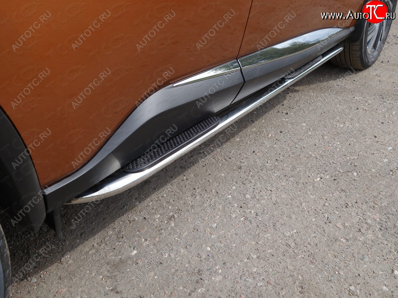 33 999 р. Пороги овальные гнутые с накладкой 75х42 мм ТСС Тюнинг Nissan Murano 3 Z52 дорестайлинг (2015-2022) (серые)  с доставкой в г. Вологда