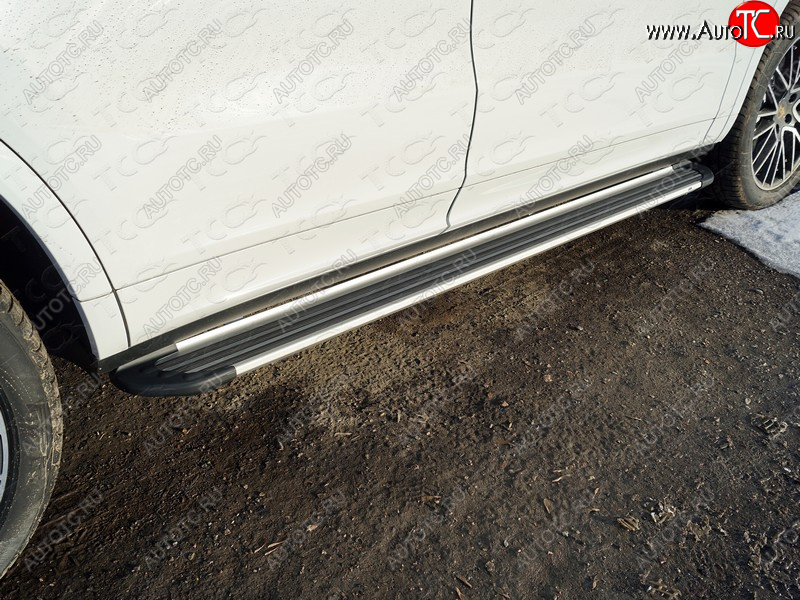 20 599 р. Пороги алюминиевые Slim Line ТСС Тюнинг Porsche Cayenne PO536 (2018-2025) (Silver)  с доставкой в г. Вологда