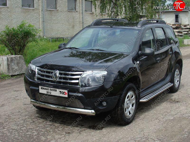 15 899 р. Защита передняя овальная короткая 75х42 мм ТСС Тюнинг Renault Duster HS дорестайлинг (2010-2015) (нержавейка)  с доставкой в г. Вологда
