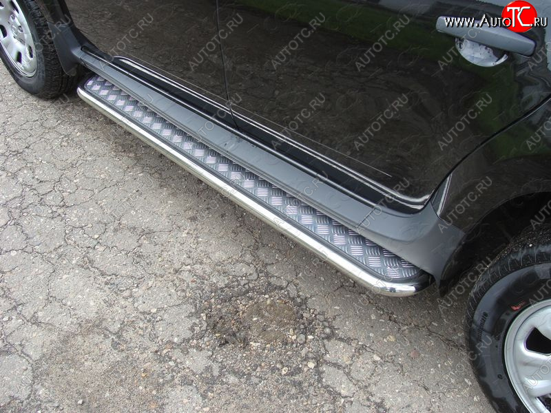 27 849 р. Пороги с площадкой 42,4 мм ТСС Тюнинг Renault Duster HS дорестайлинг (2010-2015) (серые)  с доставкой в г. Вологда