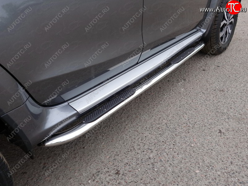 38 799 р. Пороги овальные с накладкой 120х60 мм, ТСС Тюнинг Renault Duster HS дорестайлинг (2010-2015) (серые)  с доставкой в г. Вологда