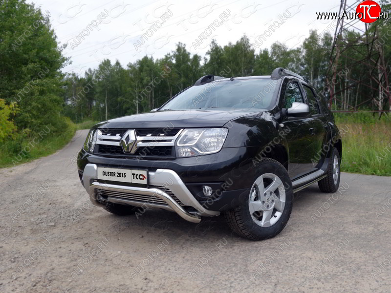 7 349 р. Нижняя декоративная вставка в бампер ТСС Тюнинг Renault Duster HS рестайлинг (2015-2021) (d 12 мм)  с доставкой в г. Вологда