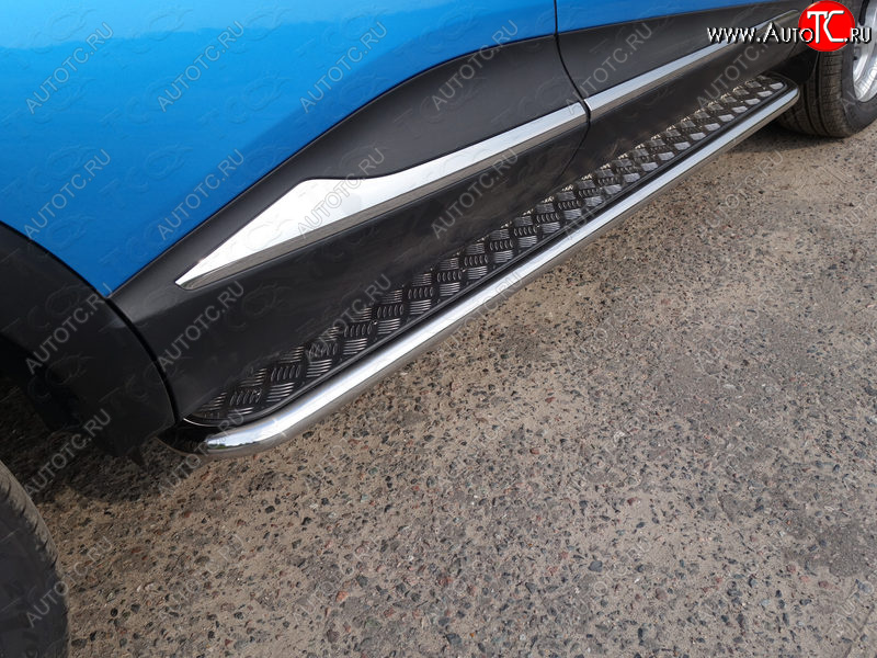 27 849 р. Пороги с площадкой 42,4 мм ТСС Тюнинг Renault Kaptur дорестайлинг (2016-2020) (серые)  с доставкой в г. Вологда
