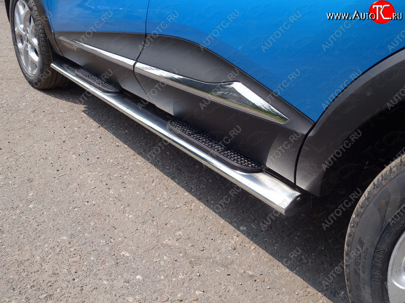 40 799 р. Пороги овальные с накладкой 120х60 мм, ТСС Тюнинг Renault Kaptur дорестайлинг (2016-2020) (серые)  с доставкой в г. Вологда