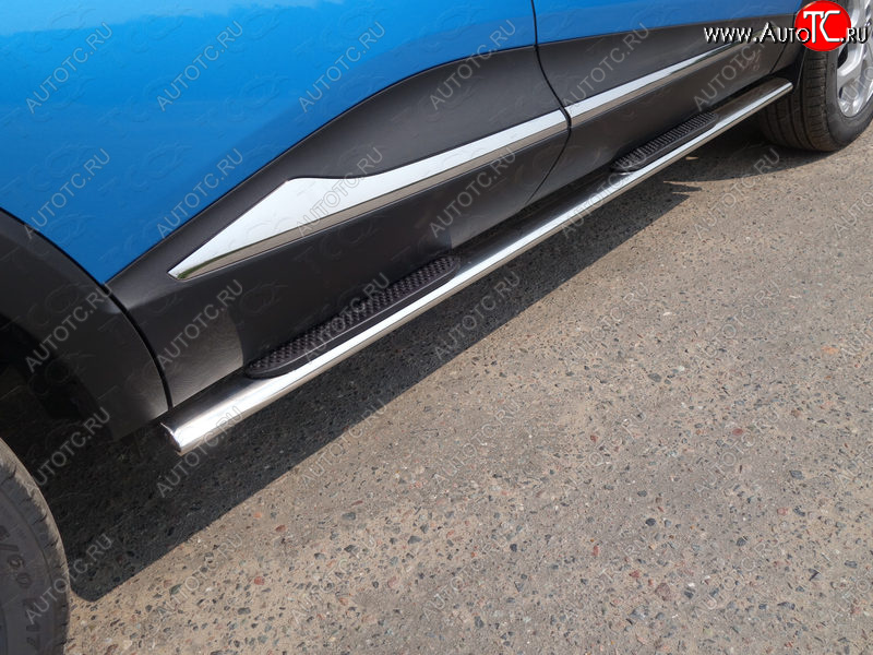 29 749 р. Пороги овальные с накладкой 75х42 мм ТСС Тюнинг Renault Kaptur дорестайлинг (2016-2020)  с доставкой в г. Вологда