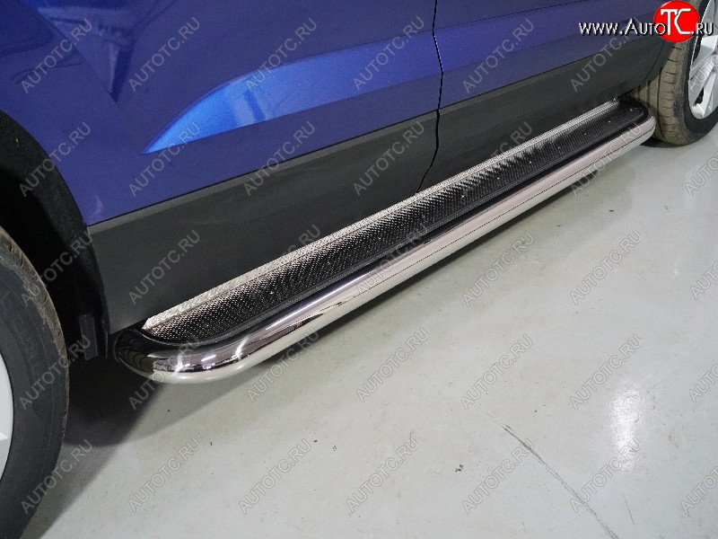 41 749 р. Пороги с площадкой 60,3 мм ТСС Тюнинг Skoda Karoq NU7 рестайлинг (2020-2025) (нержавейка)  с доставкой в г. Вологда
