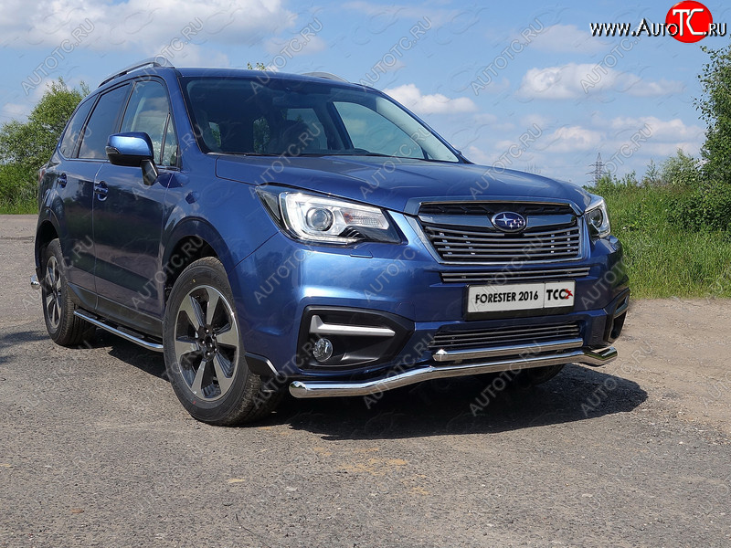 4 299 р. Нижняя декоративная вставка в бампер ТСС Тюнинг Subaru Forester SJ рестайлинг (2016-2019) (d 12 мм)  с доставкой в г. Вологда