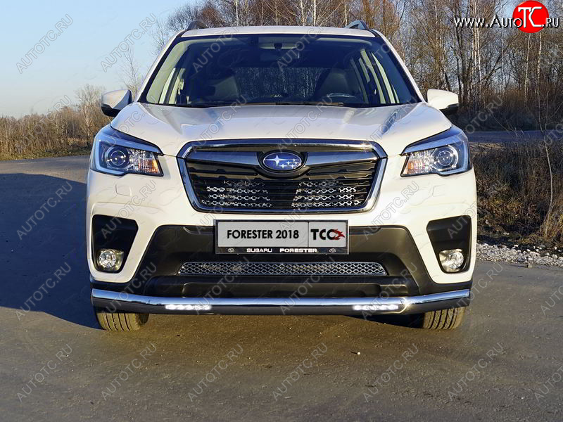 43 999 р. Защита передняя нижняя овальная с ДХО 75х42 мм ТСС Тюнинг Subaru Forester SK/S14 дорестайлинг (2018-2021) (нержавейка)  с доставкой в г. Вологда