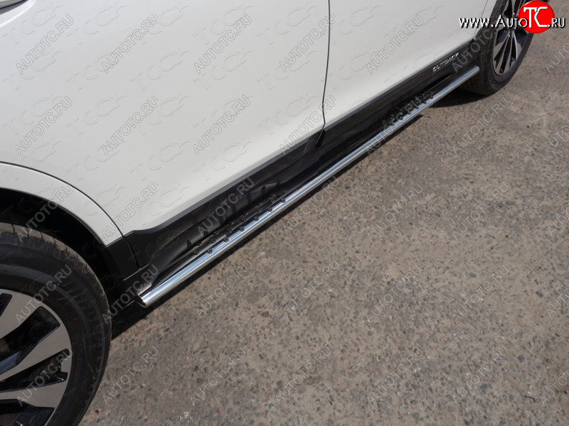 31 399 р. Пороги овальные с проступью 75х42 мм ТСС Тюнинг Subaru Outback BS/B15 дорестайлинг универсал (2014-2018) (серые)  с доставкой в г. Вологда