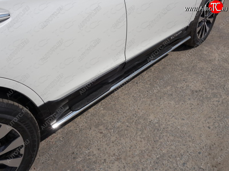 29 749 р. Пороги овальные с накладкой укороченные 75х42 мм ТСС Тюнинг Subaru Outback BS/B15 дорестайлинг универсал (2014-2018) (серые)  с доставкой в г. Вологда