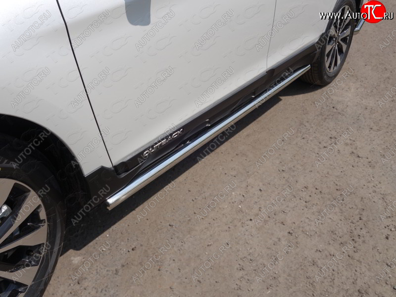 21 599 р. Защита порогов труба 60,3 мм укороченные ТСС Тюнинг Subaru Outback BS/B15 рестайлинг универсал (2017-2021) (серые)  с доставкой в г. Вологда