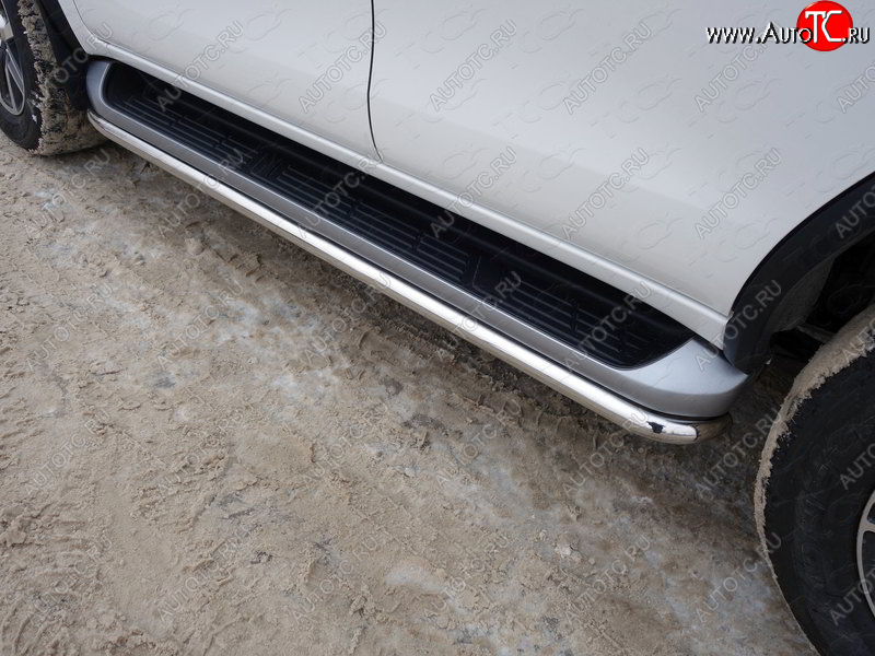 17 649 р. Защита порогов алюминий 42,4 мм, ТСС Тюнинг Toyota Fortuner AN160 дорестайлинг (2015-2020)  с доставкой в г. Вологда