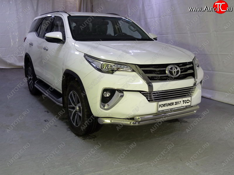 36 299 р. Защита передняя нижняя двойная 76,1*60,3 мм Тюнинг Toyota Fortuner AN160 дорестайлинг (2015-2020) (нержавейка)  с доставкой в г. Вологда