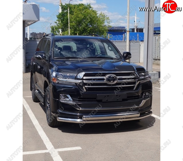 36 299 р. Защита передняя нижняя двойная 76,1*75 мм EXECUTIVE LOUNGE Тюнинг Toyota Land Cruiser 200 2-ой рестайлинг (2015-2021) (нержавейка)  с доставкой в г. Вологда