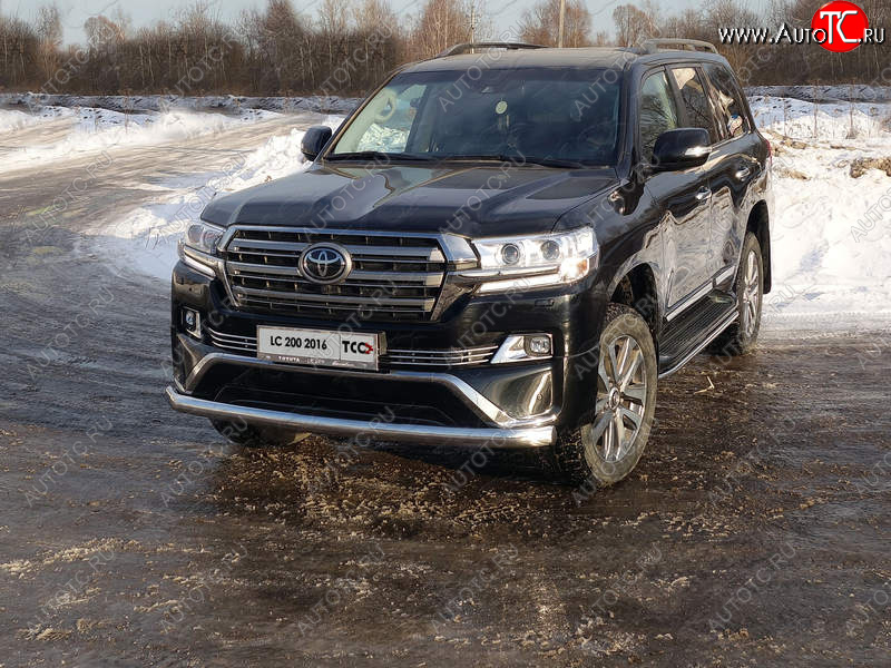 31 399 р. Защита передняя нижняя овальная длинная 75х42 мм EXECUTIVE ТСС Тюнинг Toyota Land Cruiser 200 2-ой рестайлинг (2015-2021) (нержавейка)  с доставкой в г. Вологда